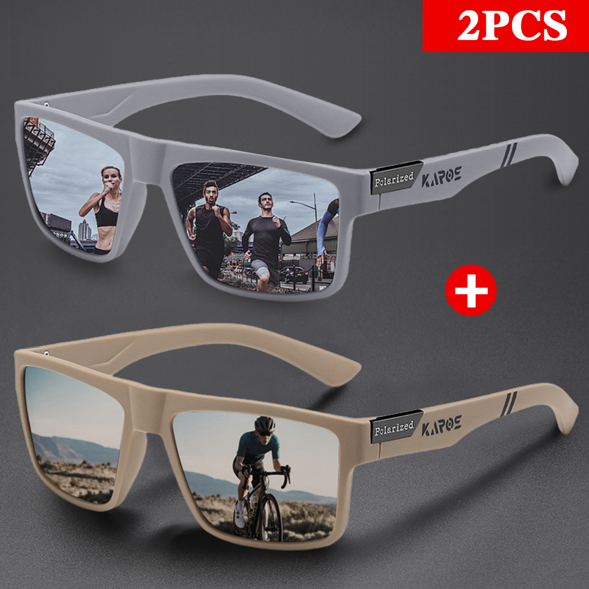 KAROS 2PCS Retro Square Polari - Fishing Sunglasses Polarized บทวิจารณ์และราคา