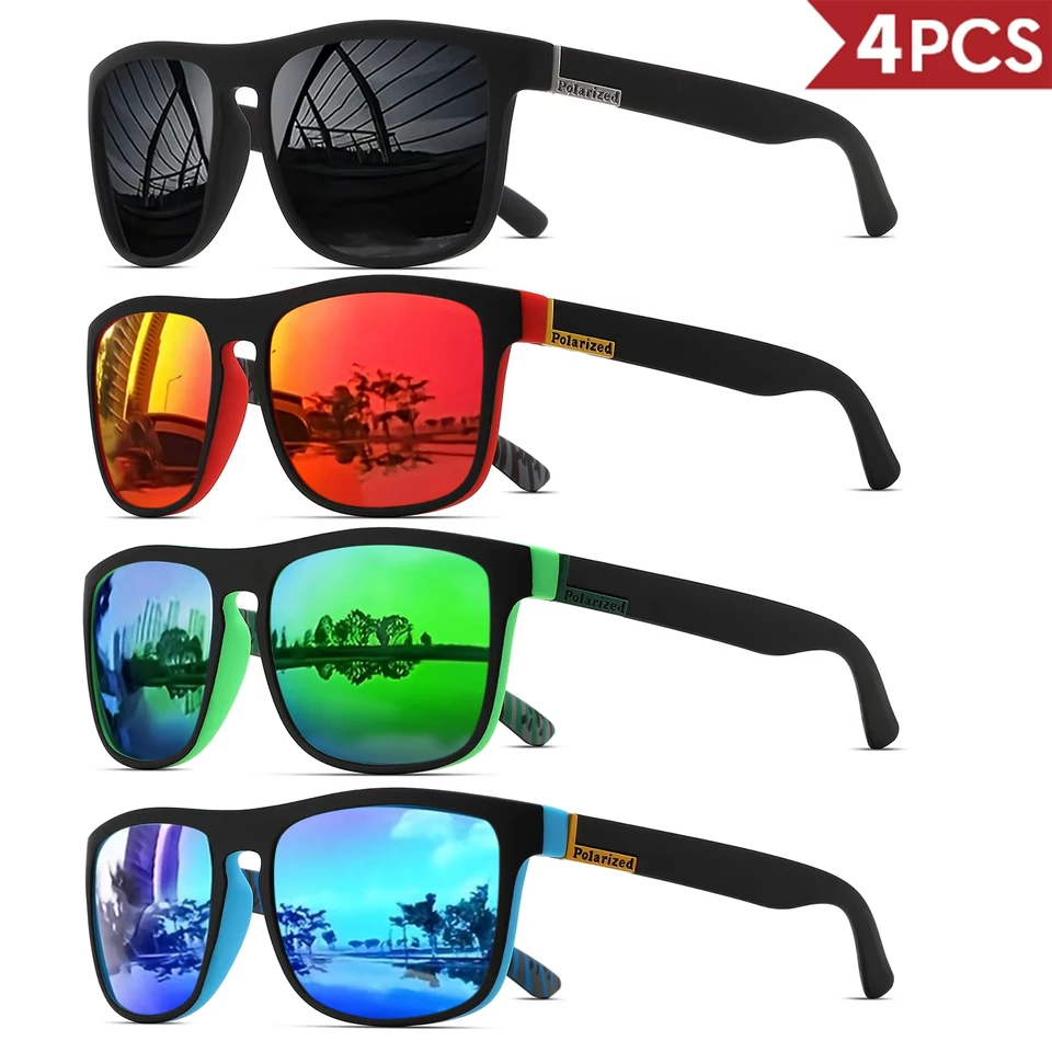 1-4PCS Men Classical Square Po - Fishing Sunglasses Polarized บทวิจารณ์และราคา