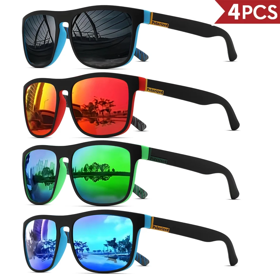 1-4PCS Men Classical Square Po - Fishing Sunglasses Polarized บทวิจารณ์และราคา