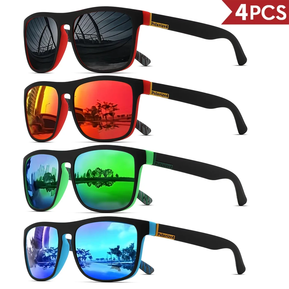 1-4PCS Men Classical Square Po - Fishing Sunglasses Polarized บทวิจารณ์และราคา