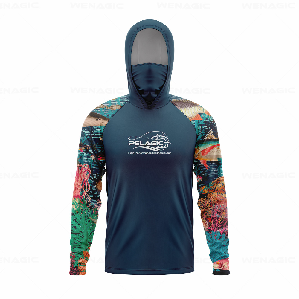pelagic gear Men Hood Fishing  - Fishing Shirt Uv Protection บทวิจารณ์และราคา