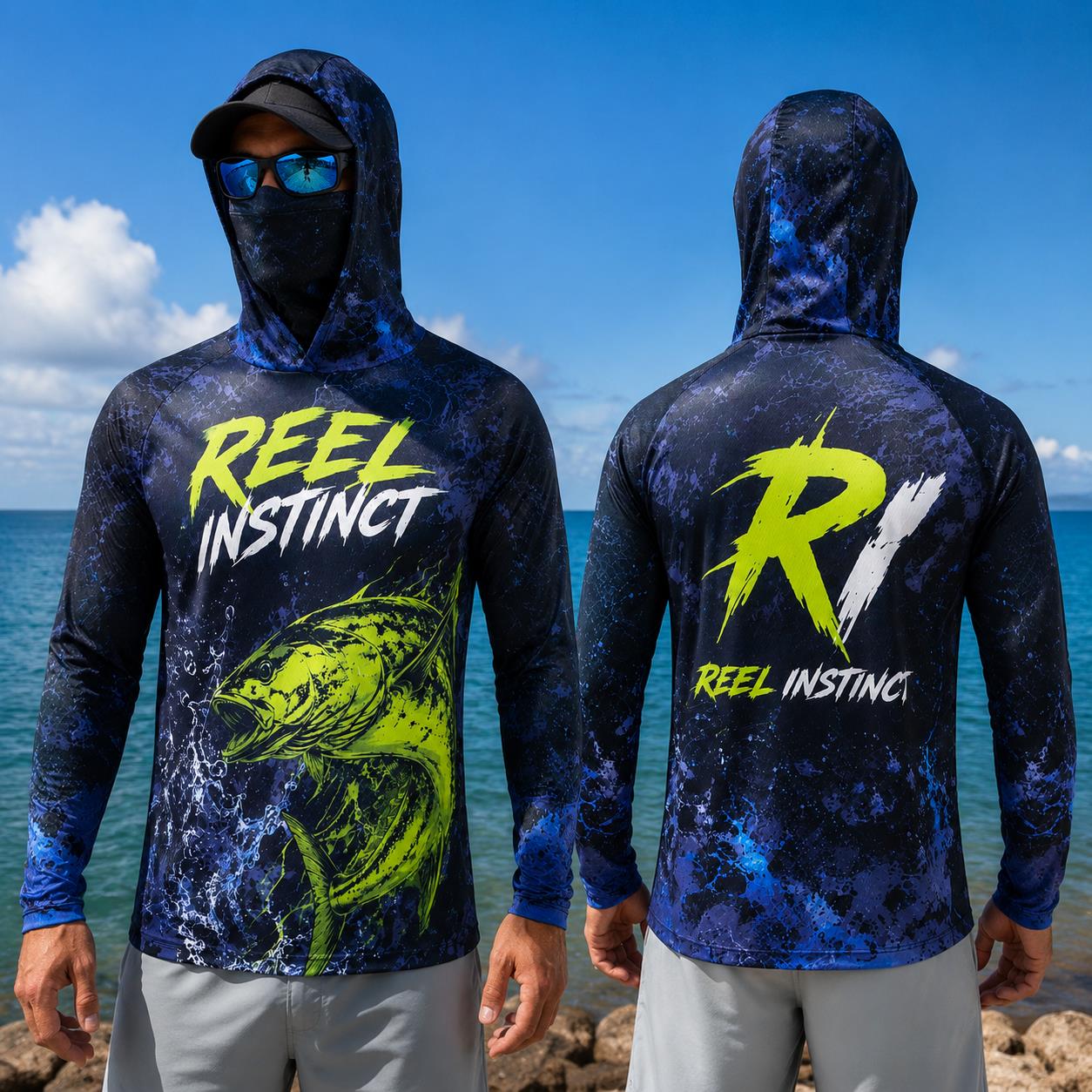 Fishing Hoodie Shirt Men Long  - Fishing Mask Sun Protection บทวิจารณ์และราคา