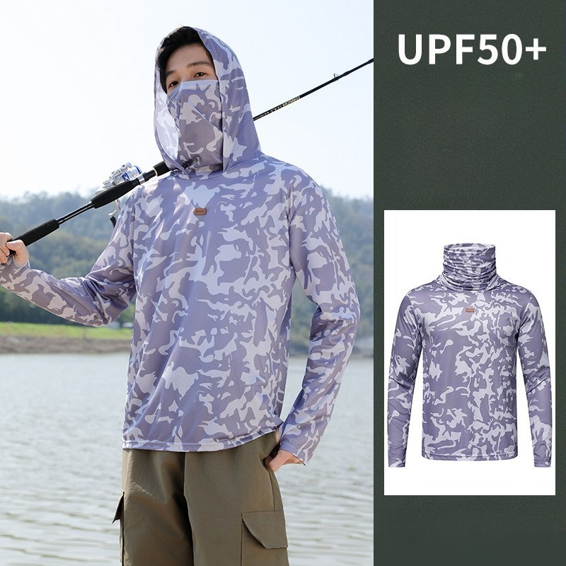 Fishing Shirt Hooded Men Sunsc - Fishing Mask Sun Protection บทวิจารณ์และราคา