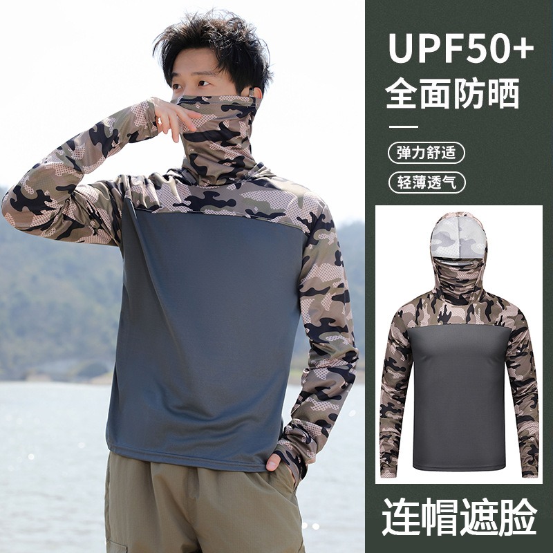 Fishing Shirt Hooded Men Sunsc - Fishing Mask Sun Protection บทวิจารณ์และราคา