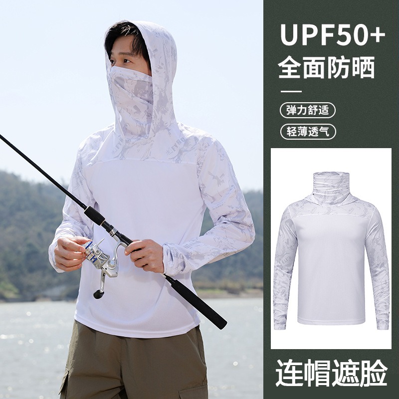 Fishing Shirt Hooded Men Sunsc - Fishing Mask Sun Protection บทวิจารณ์และราคา