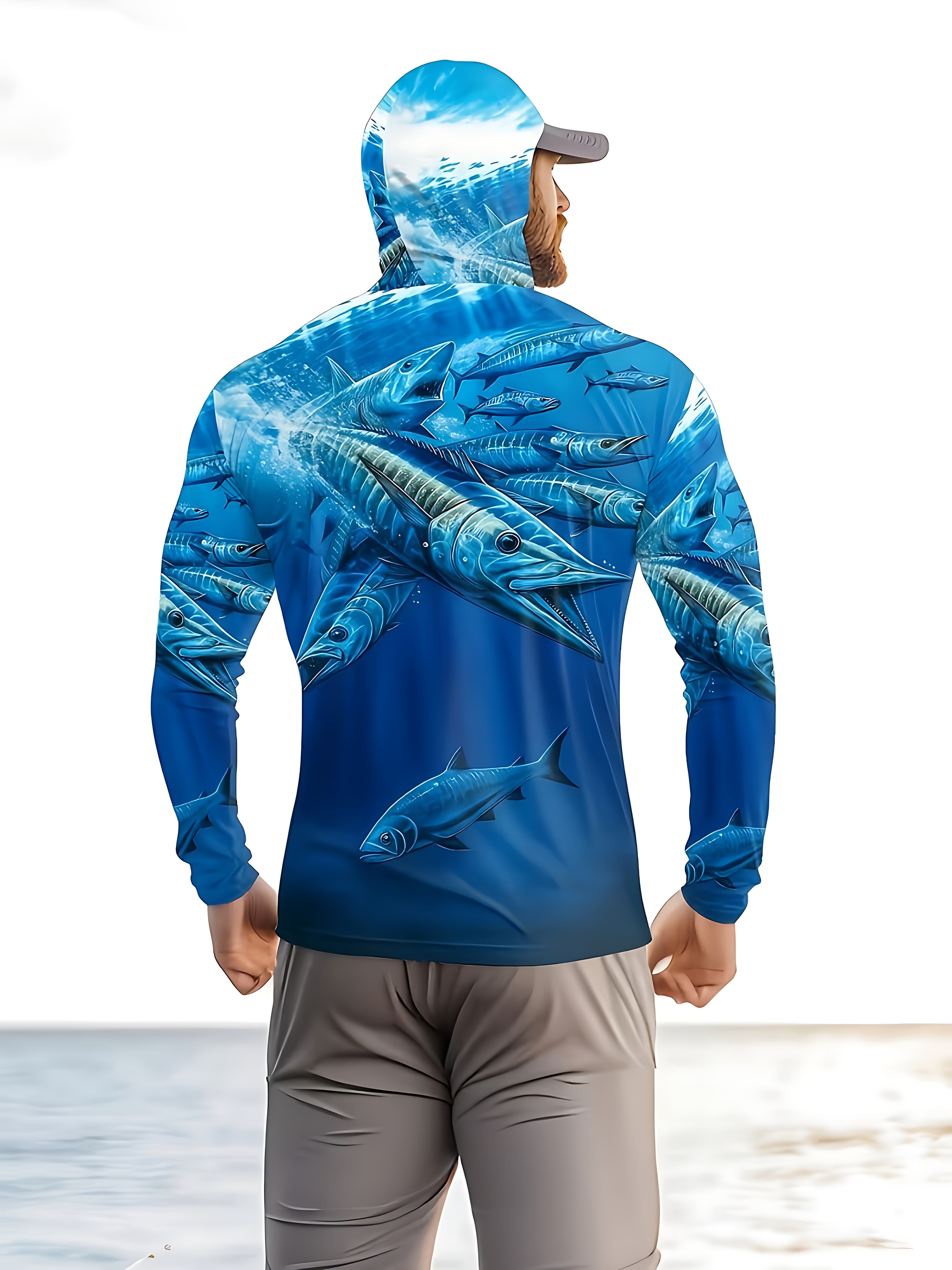 Fishing Shirt Hooded Men Fishi - Fishing Mask Sun Protection บทวิจารณ์และราคา