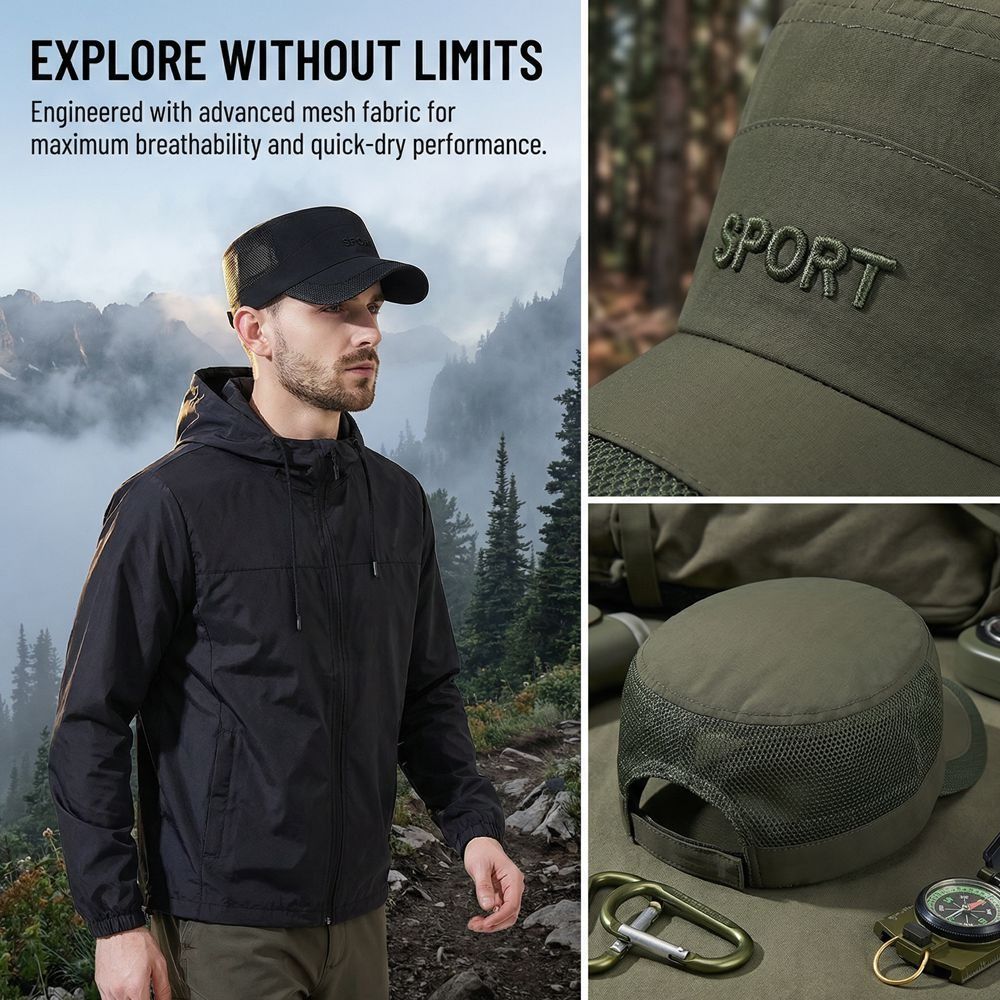 New Adjustable Flat Top Cap Su - Fishing Hat บทวิจารณ์และราคา