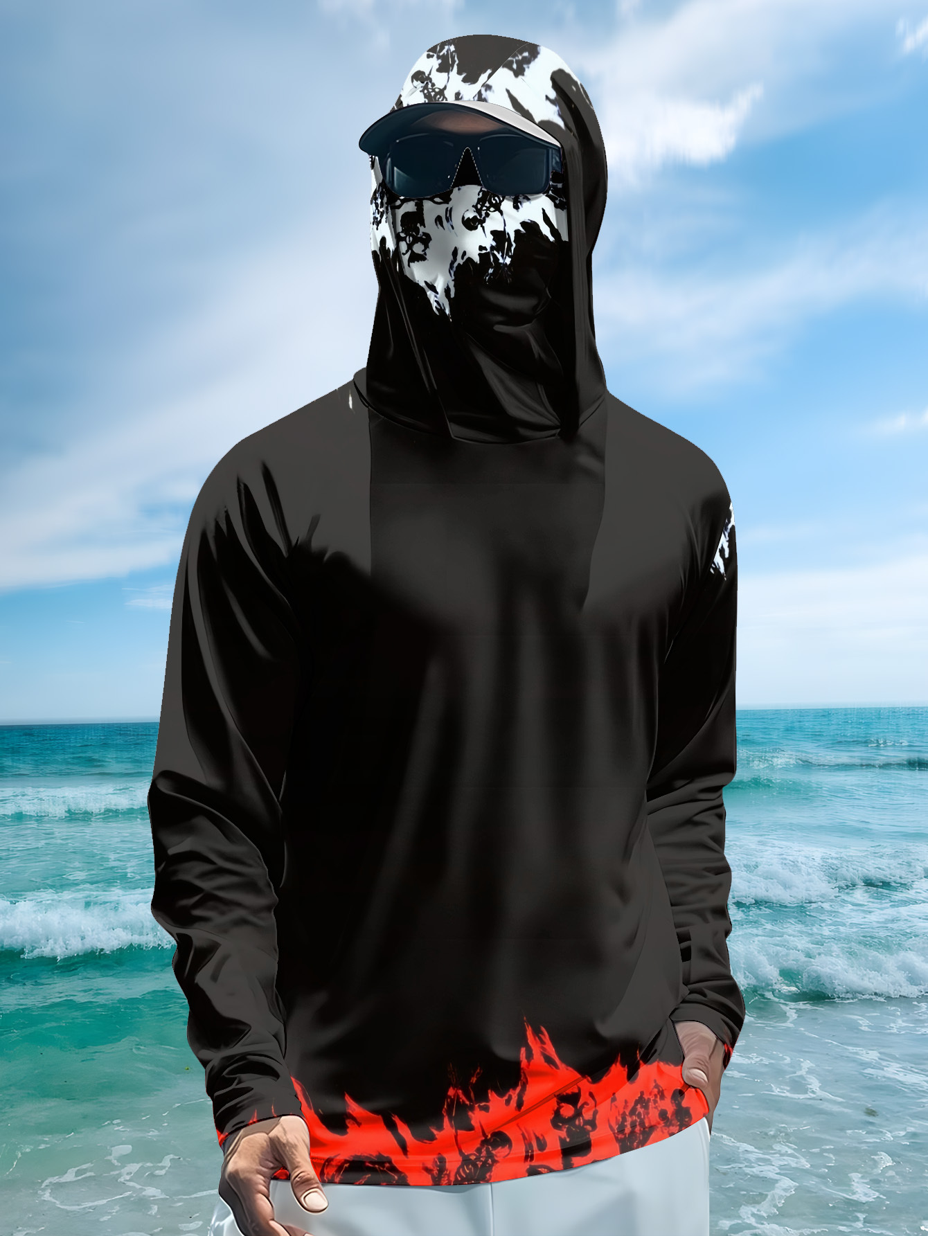 Men Hood Fishing Shirt long sl - Fishing Shirt Uv Protection บทวิจารณ์และราคา