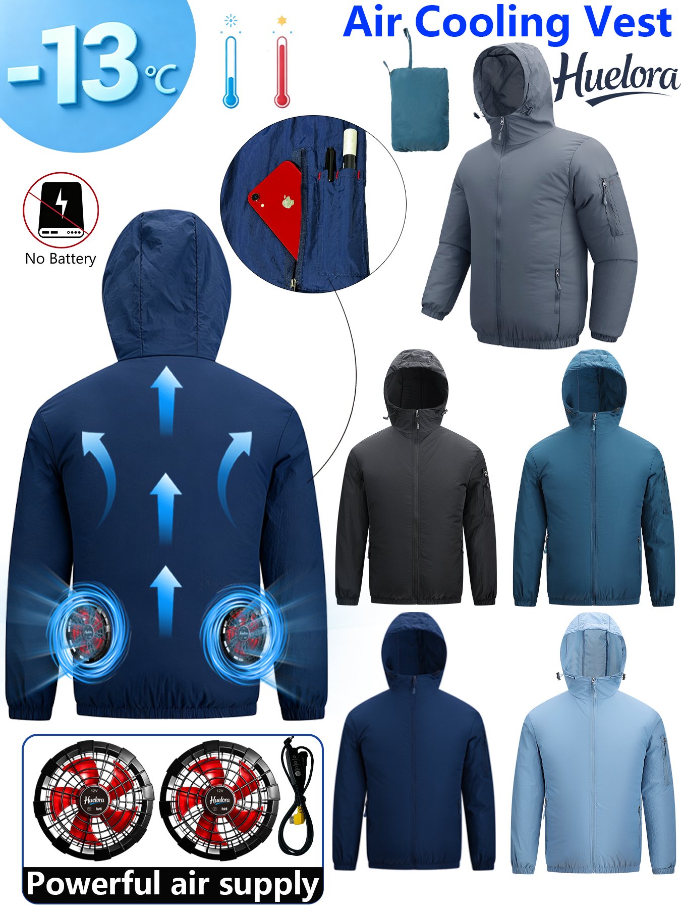 Men's Hooded USB Cooling Jacke - Fishing Hoodie บทวิจารณ์และราคา