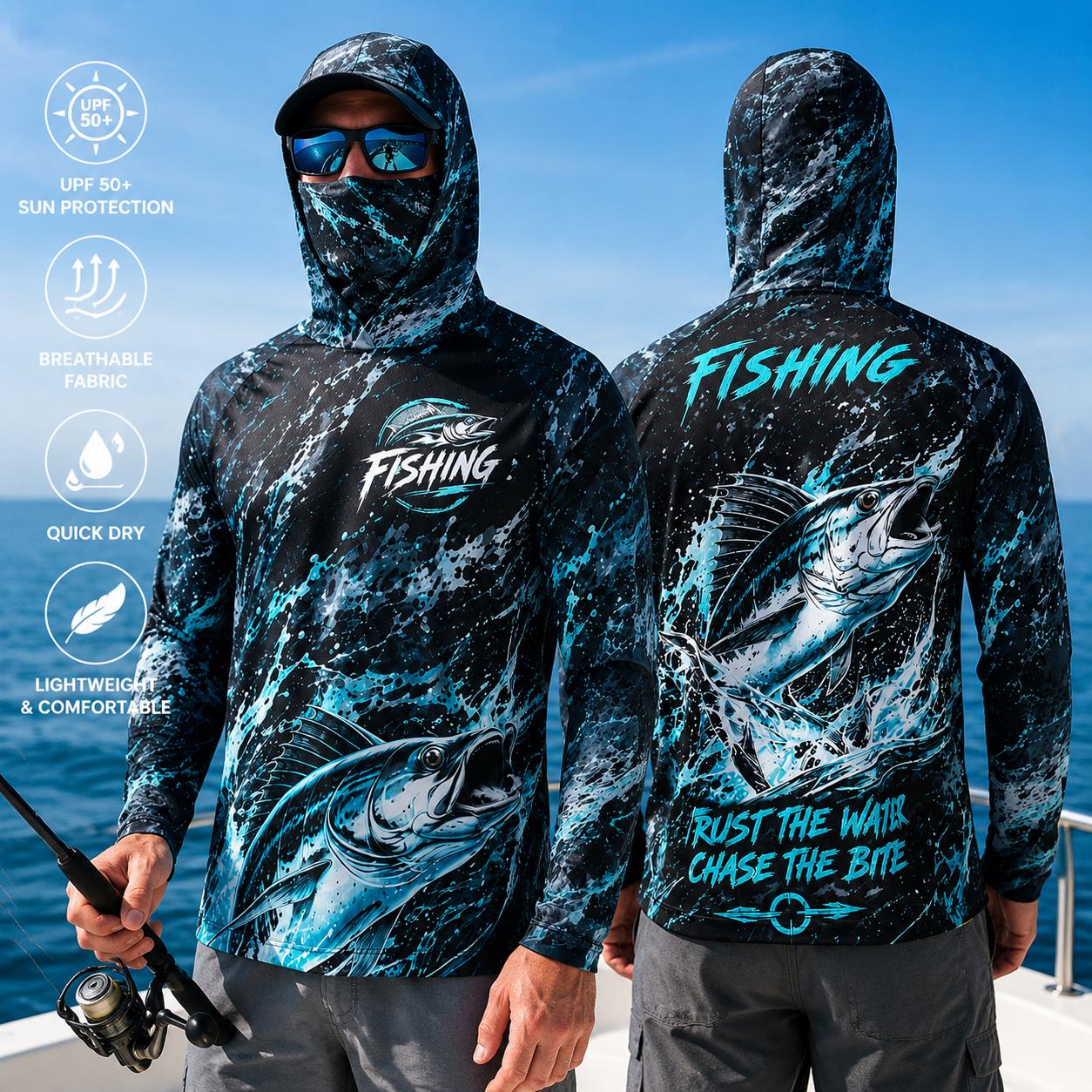 Men's Hooded Fishing Shirt UPF - Fishing Hoodie บทวิจารณ์และราคา