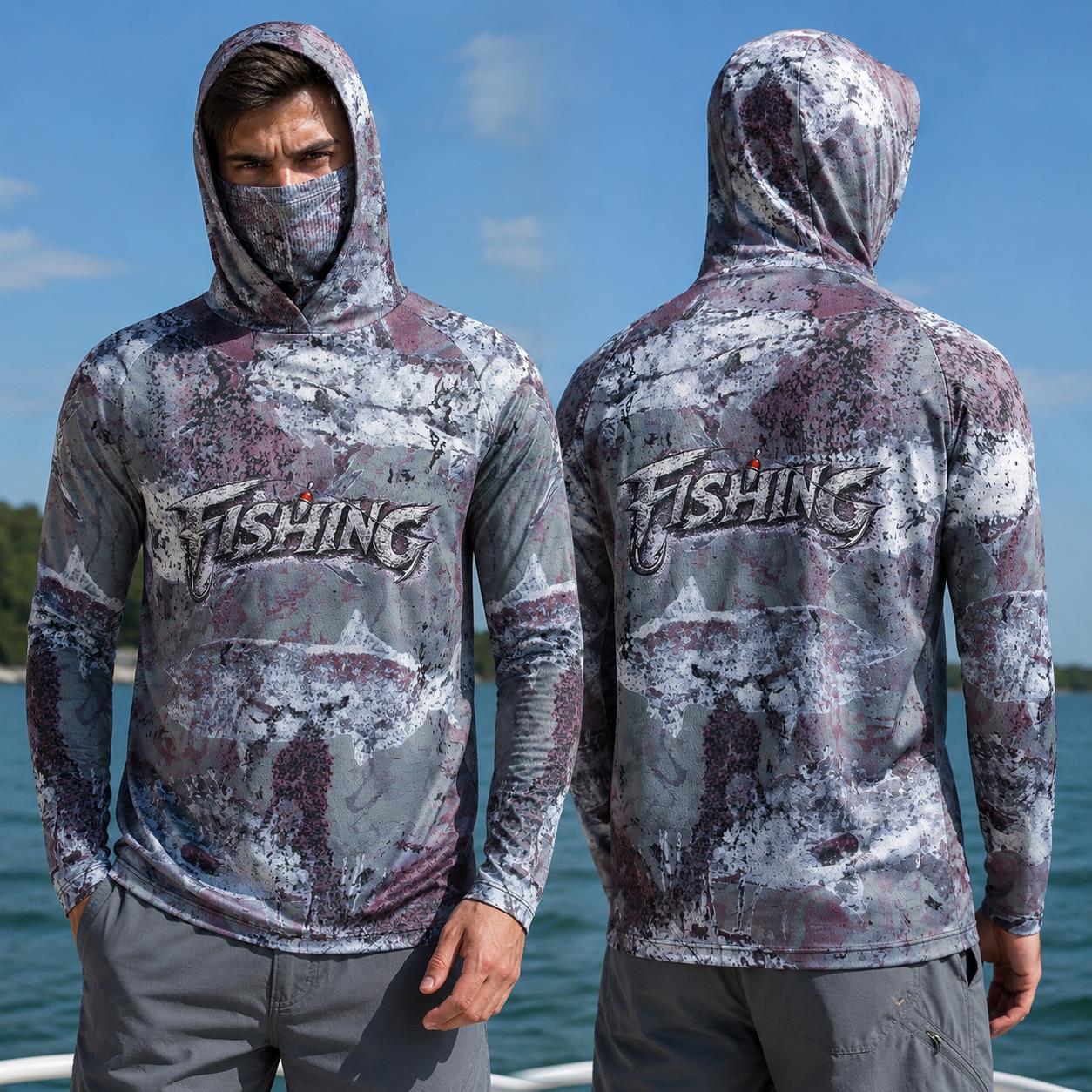 Fishing Shirt Hooded Men Fishi - Fishing Mask Sun Protection บทวิจารณ์และราคา