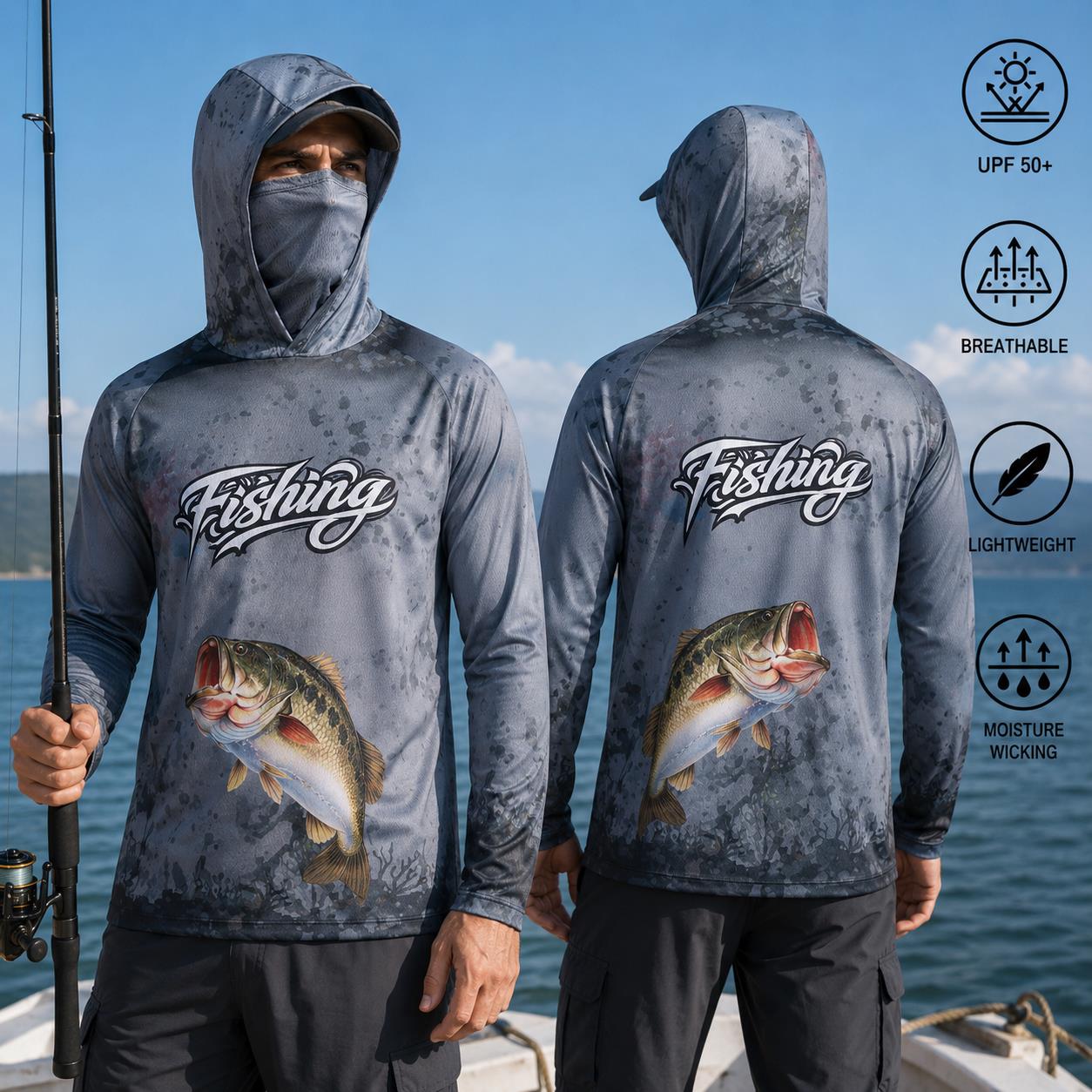 Fishing Shirt Hooded Men Fishi - Fishing Mask Sun Protection บทวิจารณ์และราคา