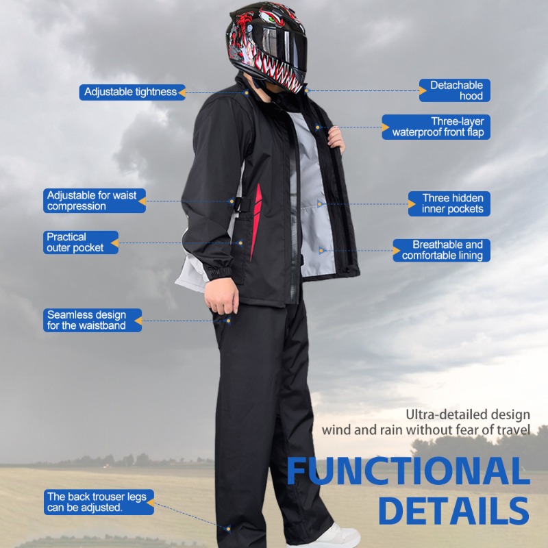 Motorcycle Raincoat Suit Men U - Fishing Jacket Waterproof บทวิจารณ์และราคา