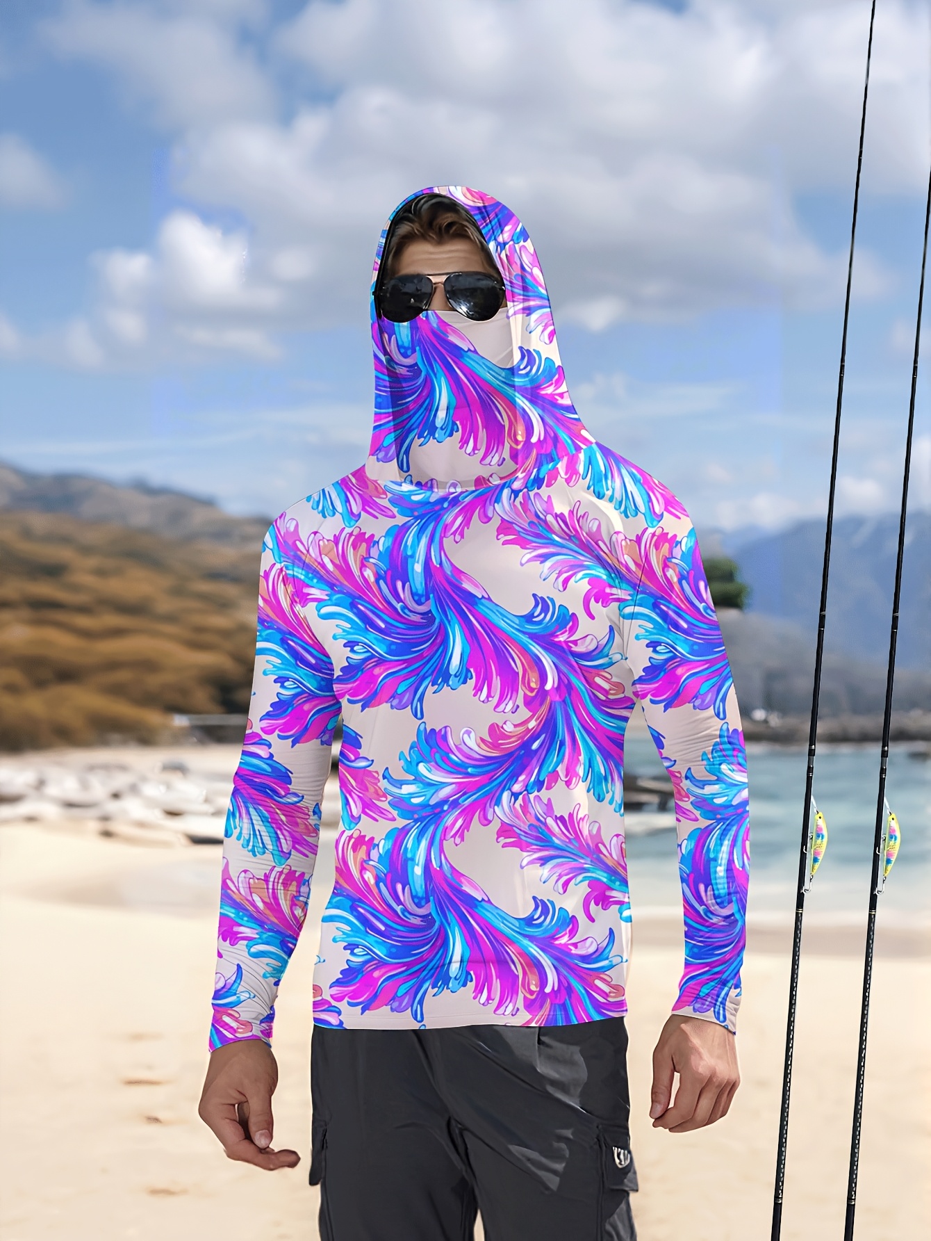 Men Hood Fishing Shirt long sl - Fishing Shirt Uv Protection บทวิจารณ์และราคา