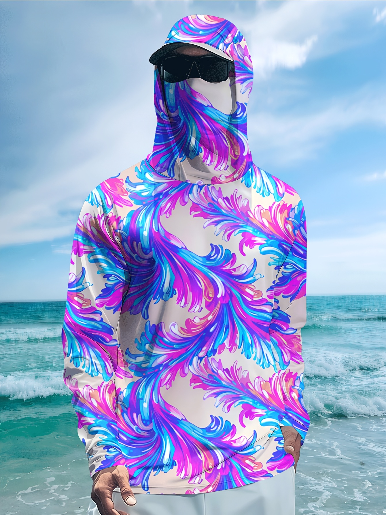 Men Hood Fishing Shirt long sl - Fishing Shirt Uv Protection บทวิจารณ์และราคา