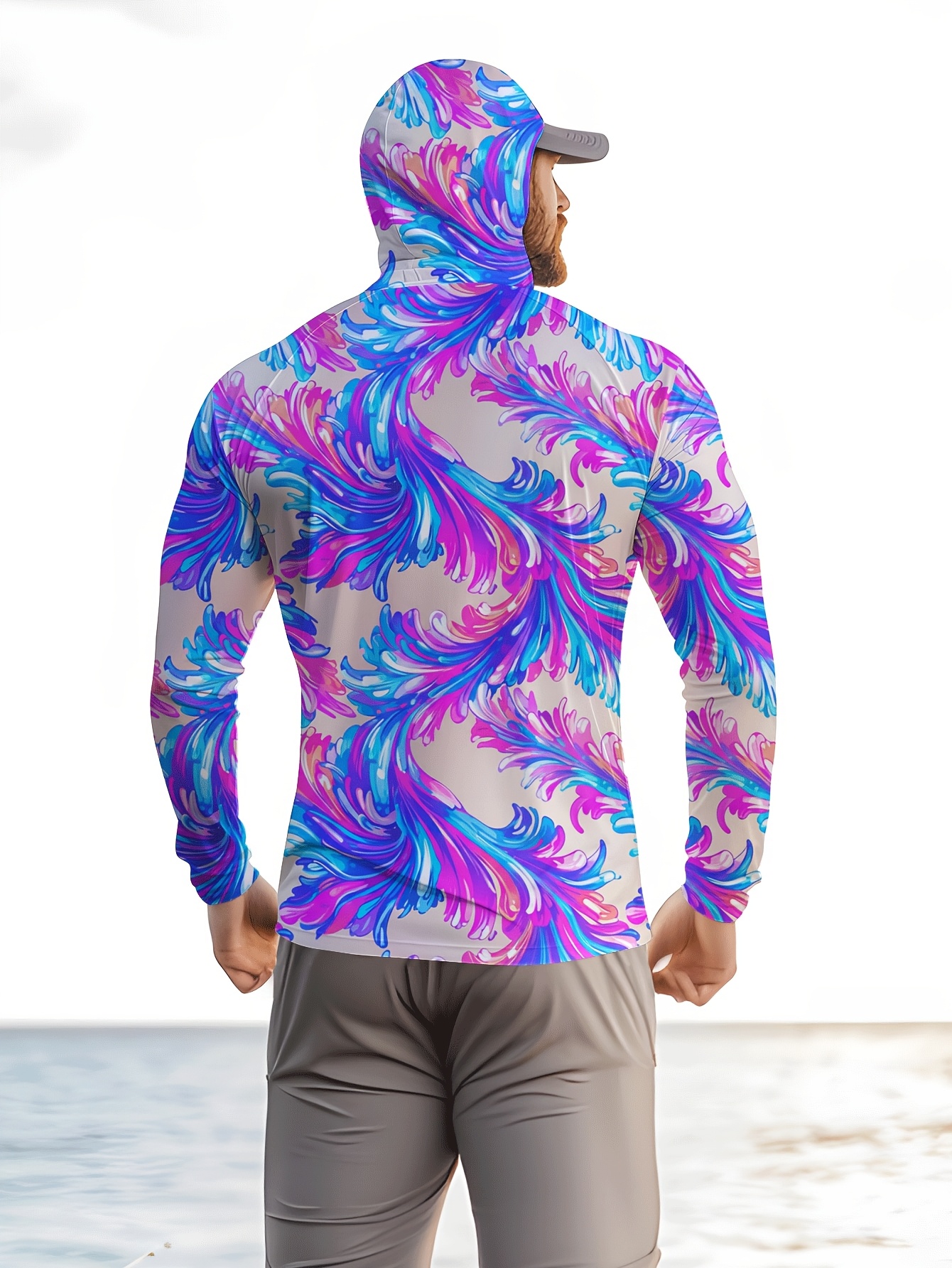 Men Hood Fishing Shirt long sl - Fishing Shirt Uv Protection บทวิจารณ์และราคา