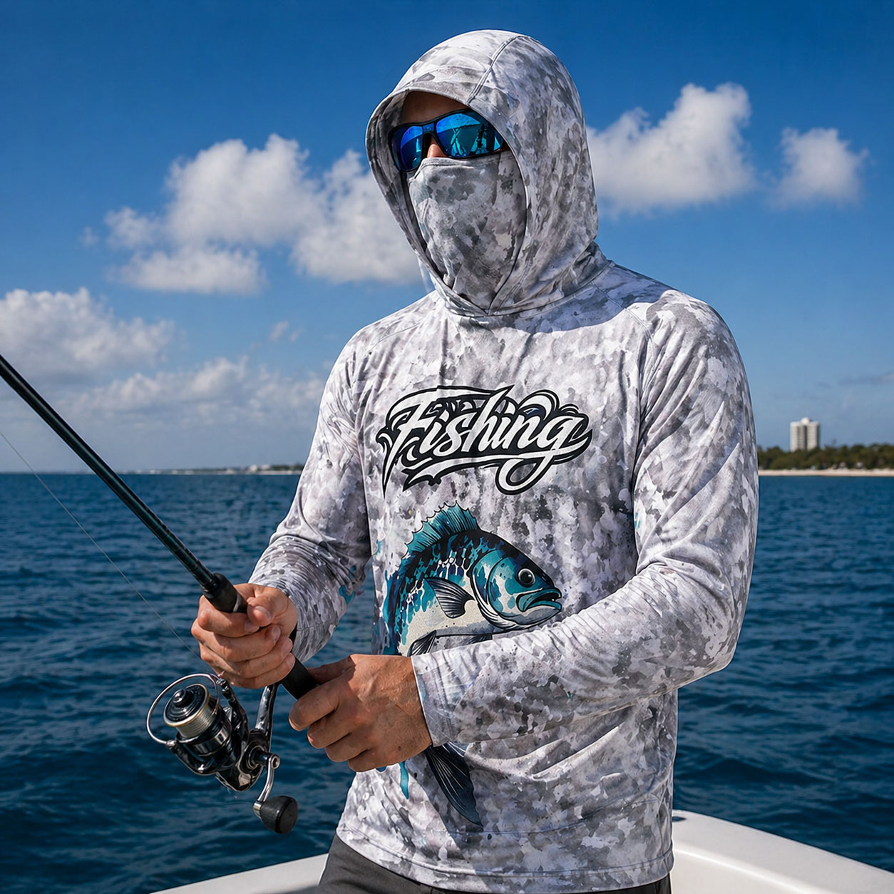 Fishing Shirt Hooded Men Fishi - Fishing Mask Sun Protection บทวิจารณ์และราคา