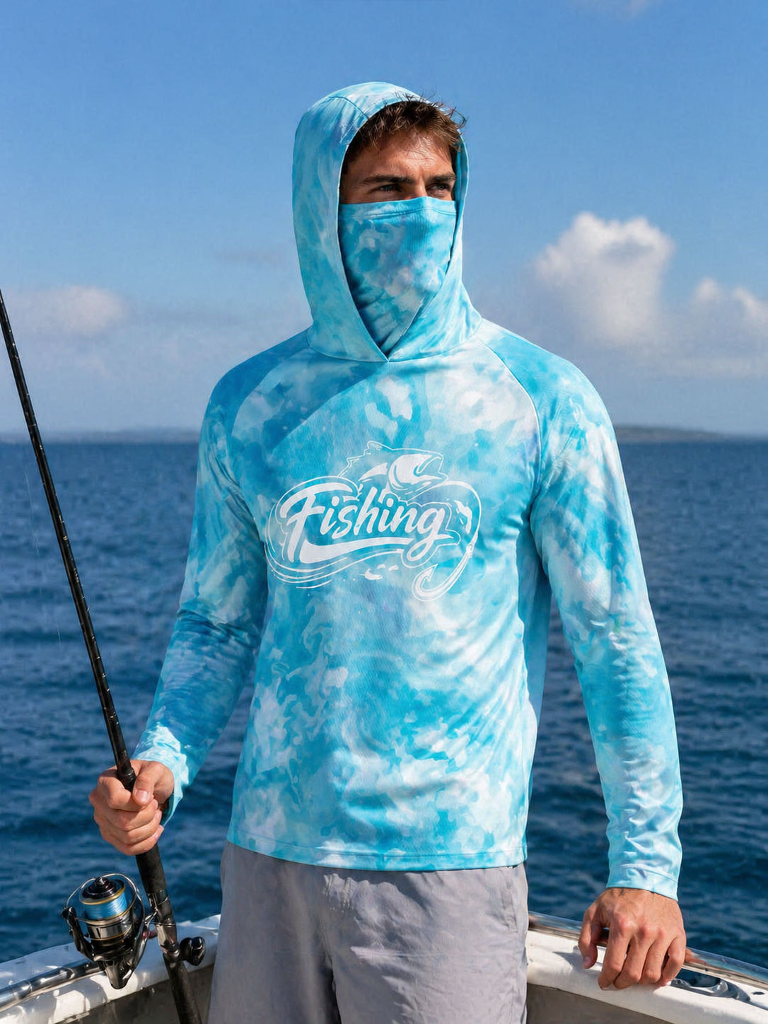 Fishing Shirt Hooded Men Fishi - Fishing Mask Sun Protection บทวิจารณ์และราคา