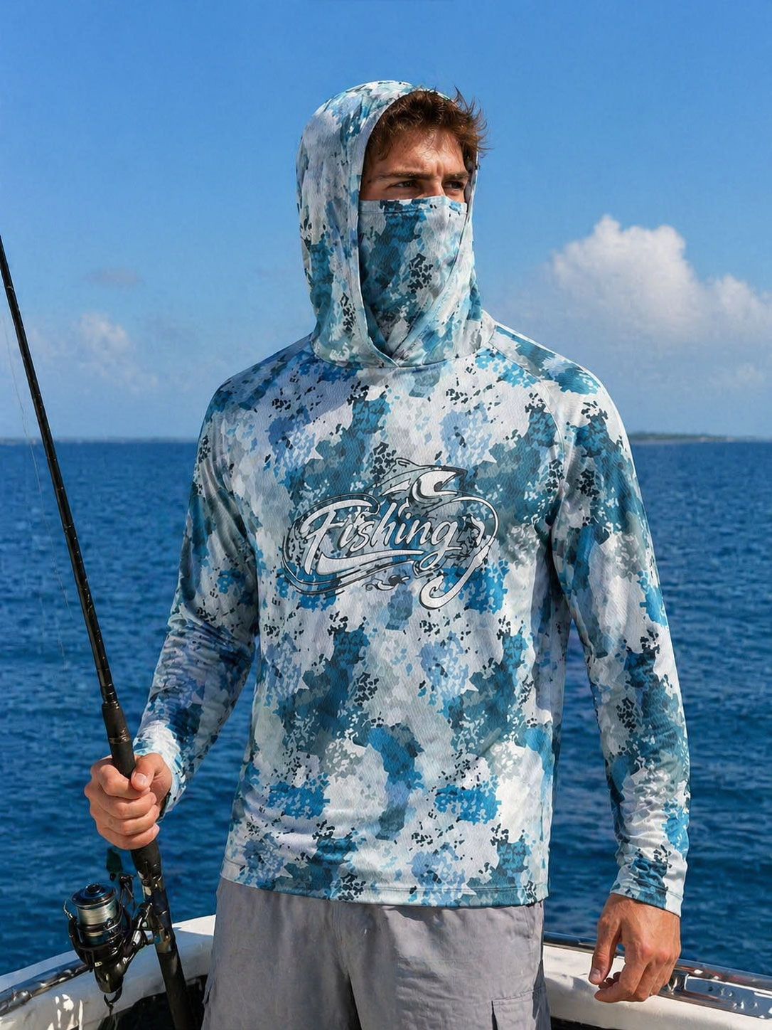Fishing Shirt Hooded Men Fishi - Fishing Mask Sun Protection บทวิจารณ์และราคา