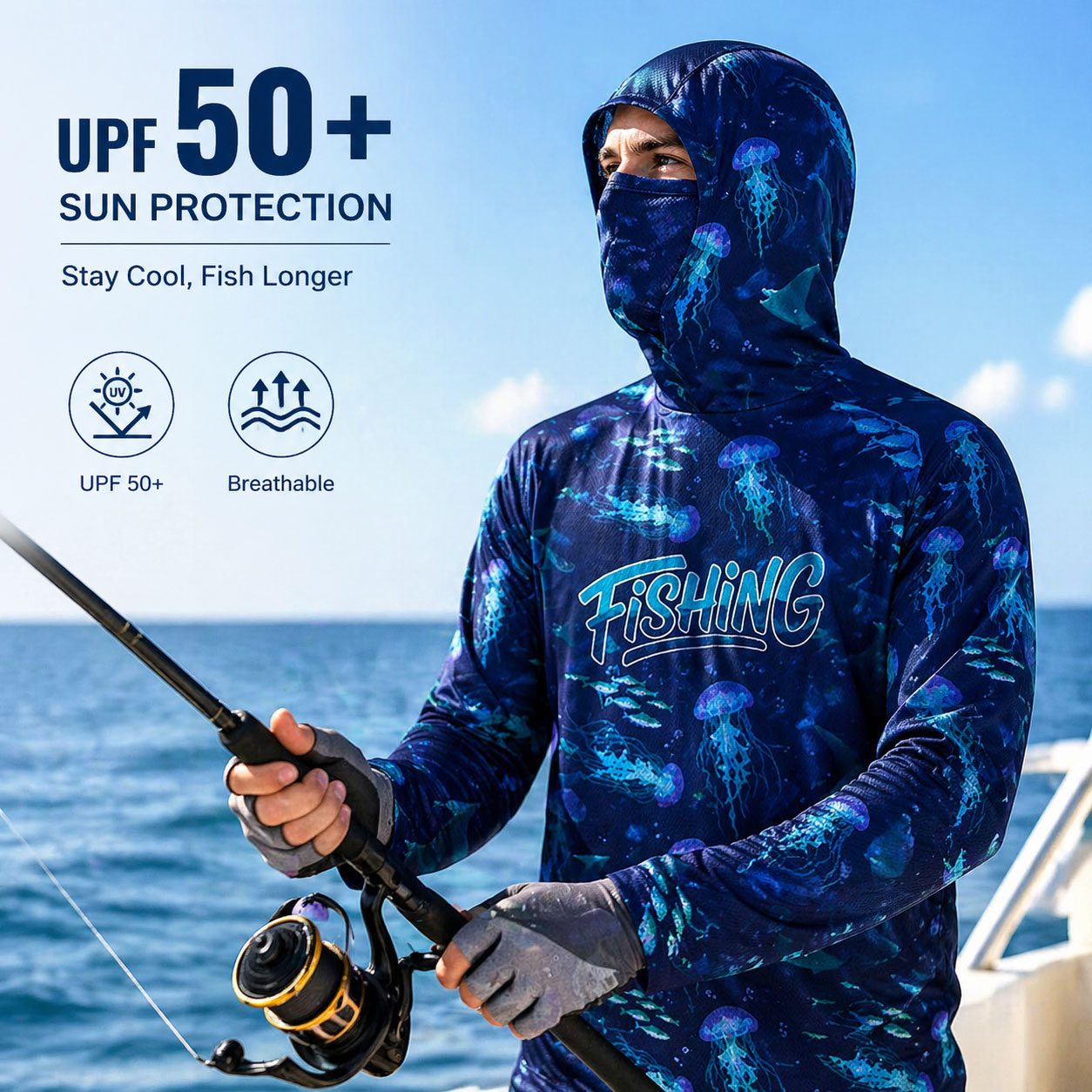 Fishing Hood Riding Tops Wear  - Fishing Hoodie บทวิจารณ์และราคา