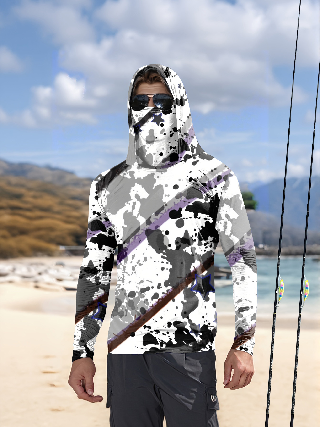 Men Hood Fishing Shirt long sl - Fishing Shirt Uv Protection บทวิจารณ์และราคา