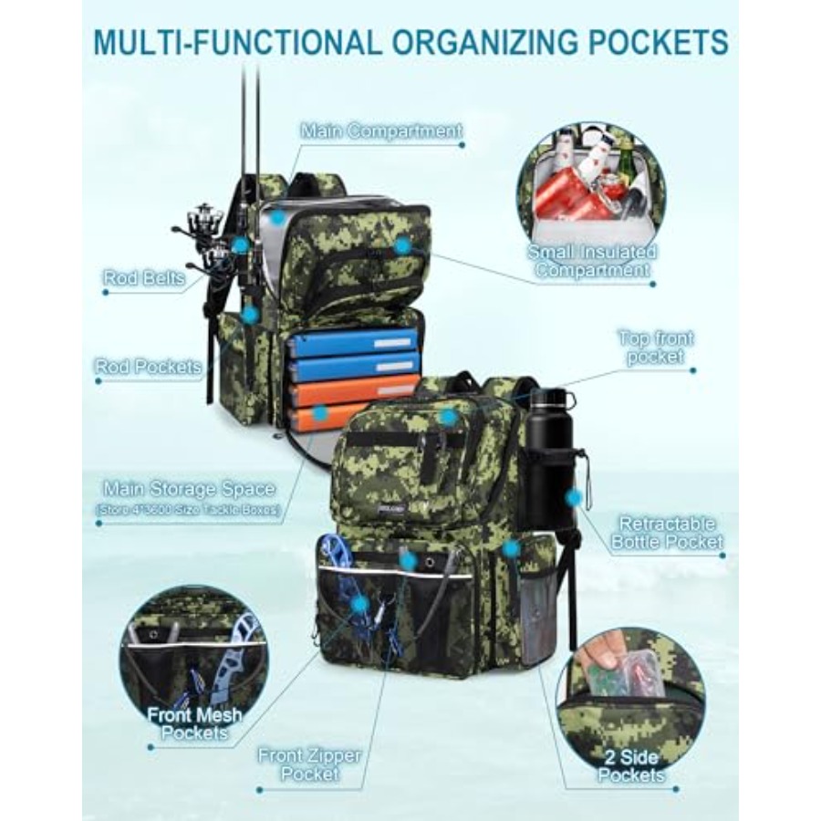 Fishing Backpack with Rod Hold - Fishing Backpack บทวิจารณ์และราคา