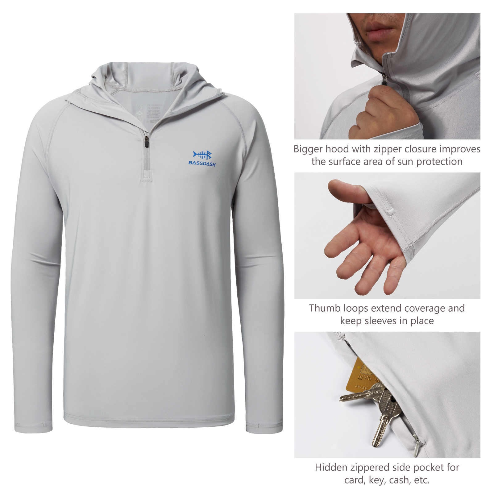 Bassdash Men’s UPF 50+ 1/4 Zip - Fishing Shirt Uv Protection บทวิจารณ์และราคา