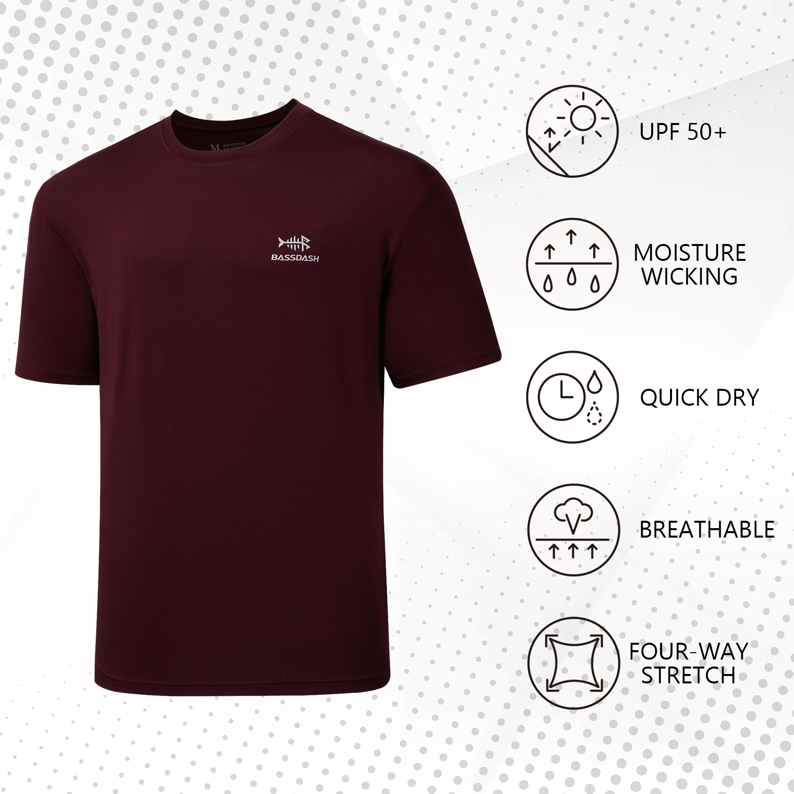 BASSDASH Men’s UPF 50+ Short S - Fishing Shirt Uv Protection บทวิจารณ์และราคา