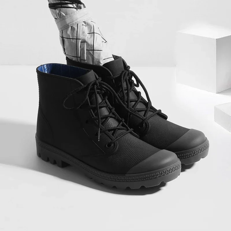 Winter Men Rain Boots Lace-up  - Fishing Boots บทวิจารณ์และราคา